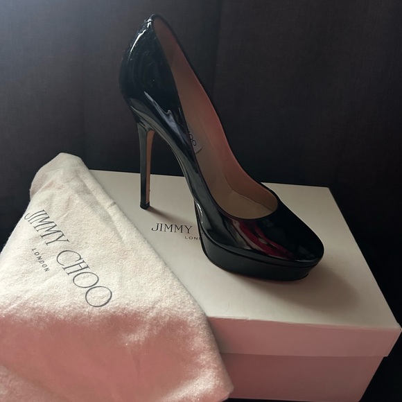 Jimmy Choo Cosmic Patent Black Pump size 6.5 - Picture 2 of 4